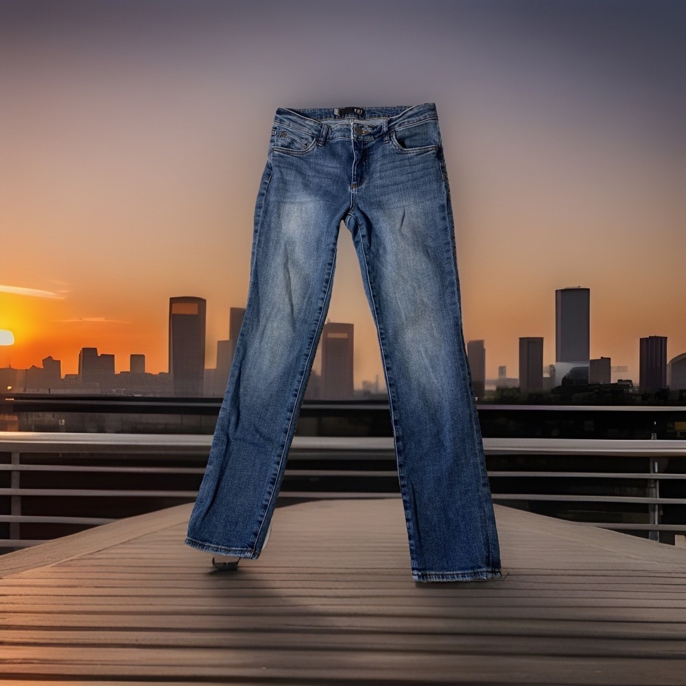 Kut from the Kloth Catherine Boyfriend Jeans Women's 4 Blue Denim Straight Low